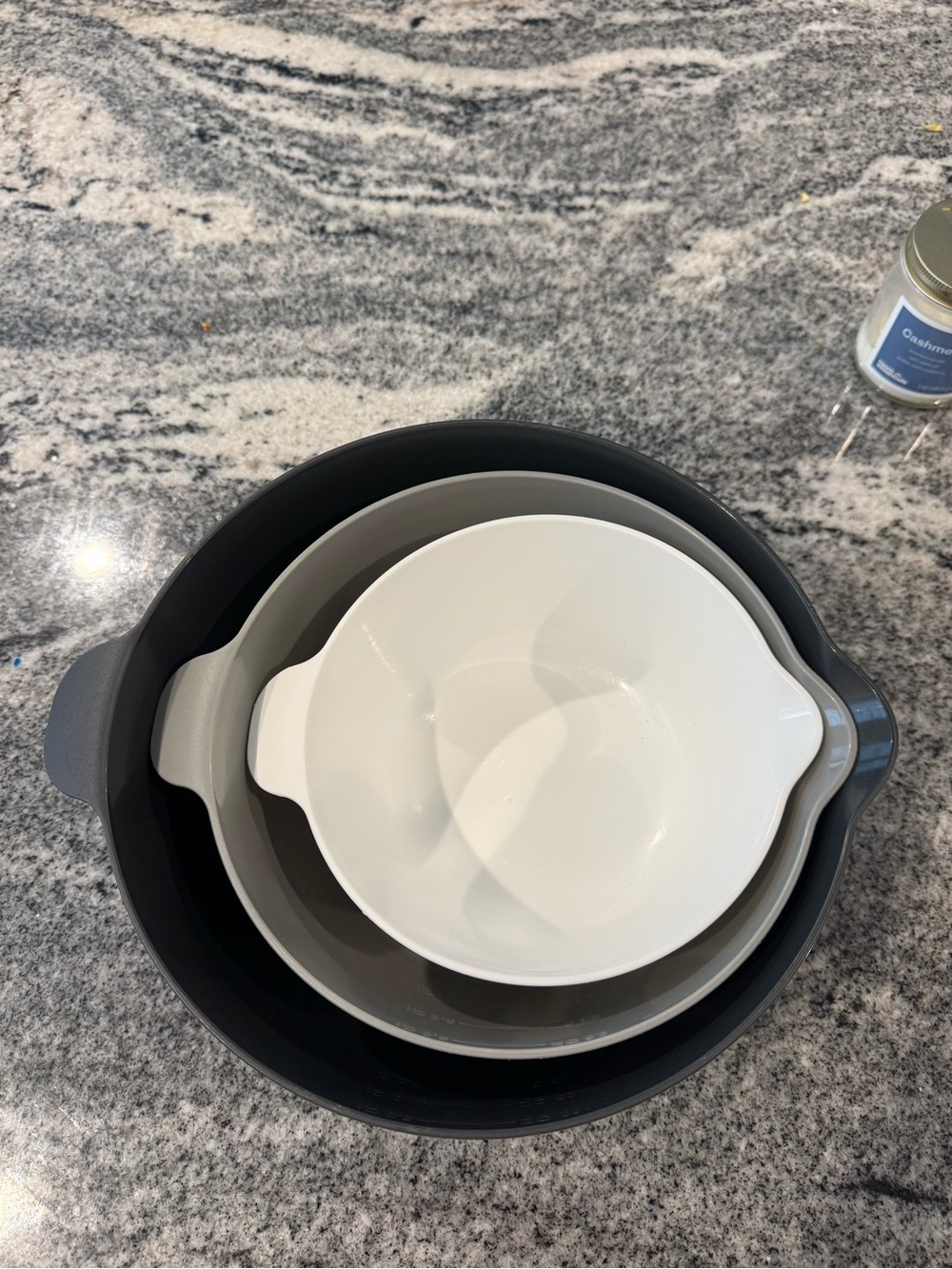 Stackable Mixing Bowls Set - White, Gray, Black